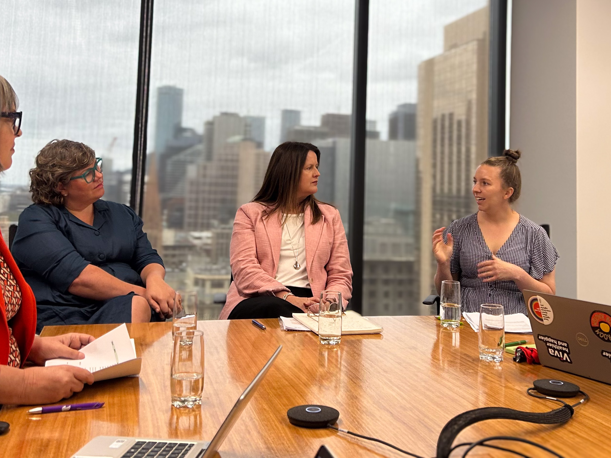 Panel in corporate boardroom